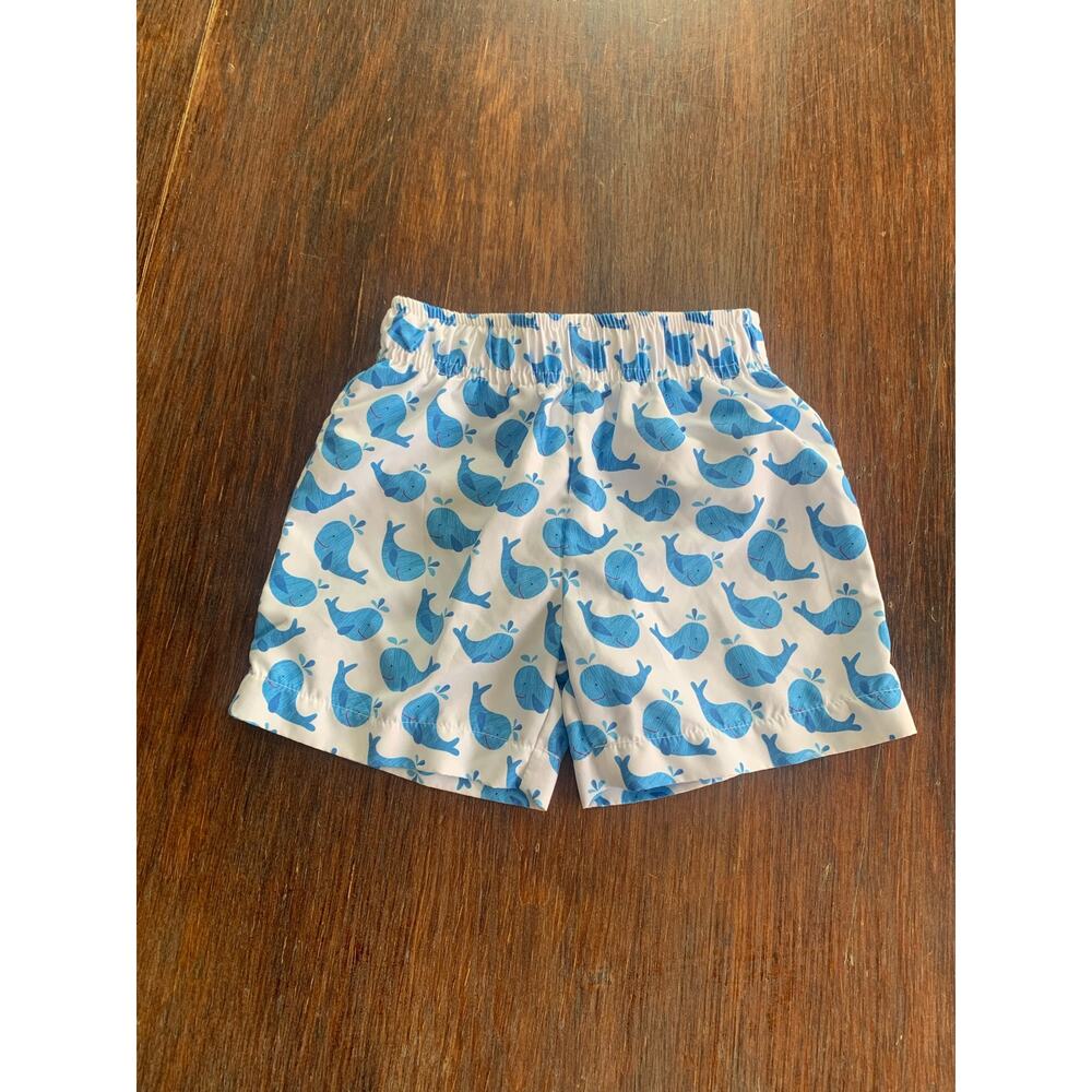 whale swim trunks